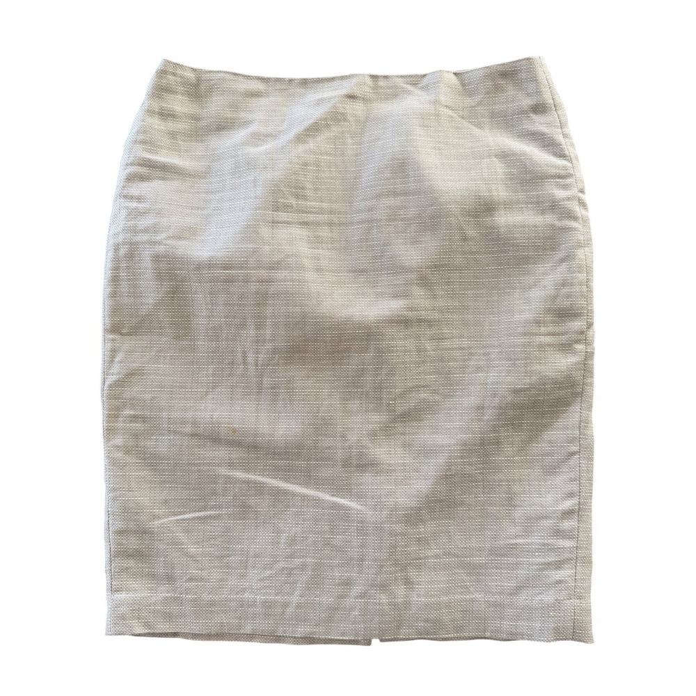 Ann Taylor Linen Blend Pencil Skirt Beige Textured Business Casual Size 4 Career